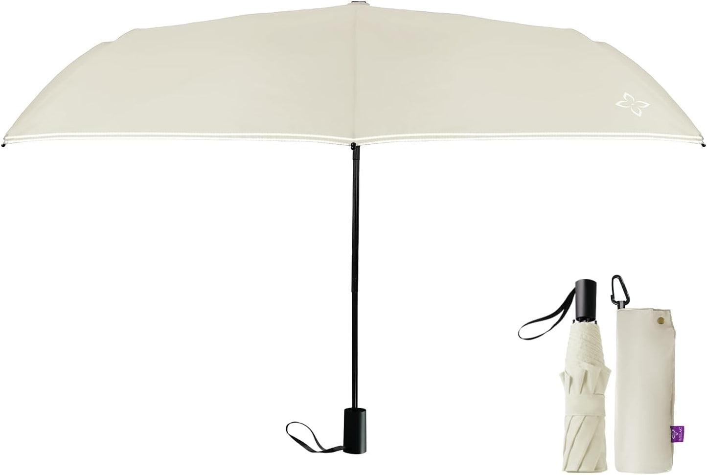 Windproof Travel Mini Umbrella - Manual Open Close with No Rebound for Seniors & Kids, Small Compact and Portable for Rain, Reflective Design for Night Safety Men & Women