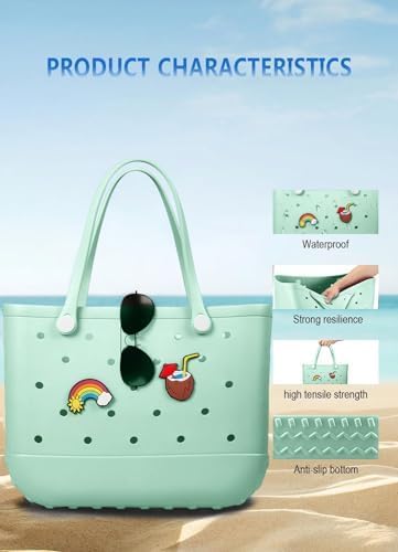 Beach Bag Rubber Tote Bag - Waterproof Travel Bag for Women Washable Tote Bag Handbag for Sports Beach Market Pool