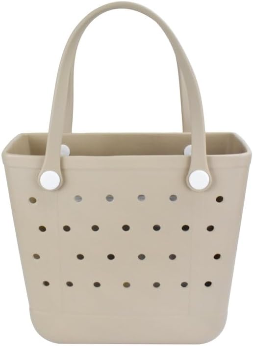 Rubber Beach Bag, Washable Moisture Resistant Durable Open Hole Tote Bag Beach Vacation Essentials