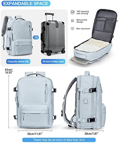 VGCUB Large Travel Backpack Bag for Women Men,Carry on Backpack,17 Inch Laptop Business Work Waterproof Backpack with Laptop Compartment,Person Item Flight Approved,Mochila de Viaje,Blue