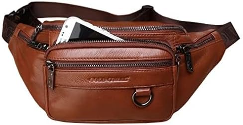 Hebetag Leather Fanny Pack Waist Bag for Men Women Outdoor Travel Walking Hiking Camping Phone Pouch Wallet Casual Daypack, Brown