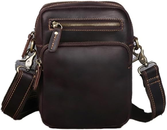 Versatile Cowhide Small Messenger Bag for Men - Convertible Shoulder Satchel & Waist Fanny Pack with Phone Pouch