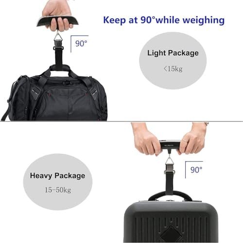 Digital Luggage Scale, Handheld Suitcase Scale with Backlit LCD Display, 110 lbs/50kg Portable Baggage Weighing Scale with Temperature Sensor for Travelers (Pewter)