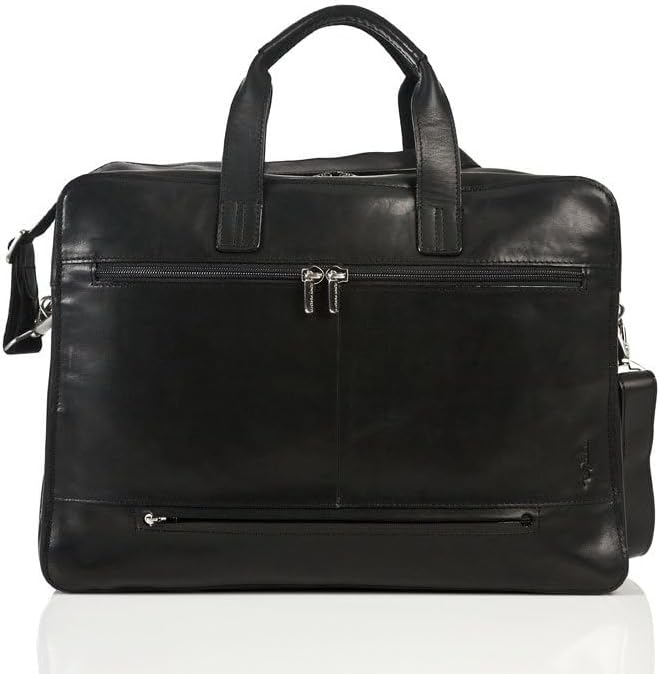 Tony Perotti Mens Italian Cow Leather Napoli Laptop Zip-Around Double Compartment Leather Briefcase