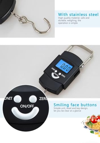 Portable Digital Luggage Scale 40kg/0.01kg - Mini Electronic Weighing Balance for Travel, Baggage, Fishing - Accurate Hanging Scale with Clear LCD Display