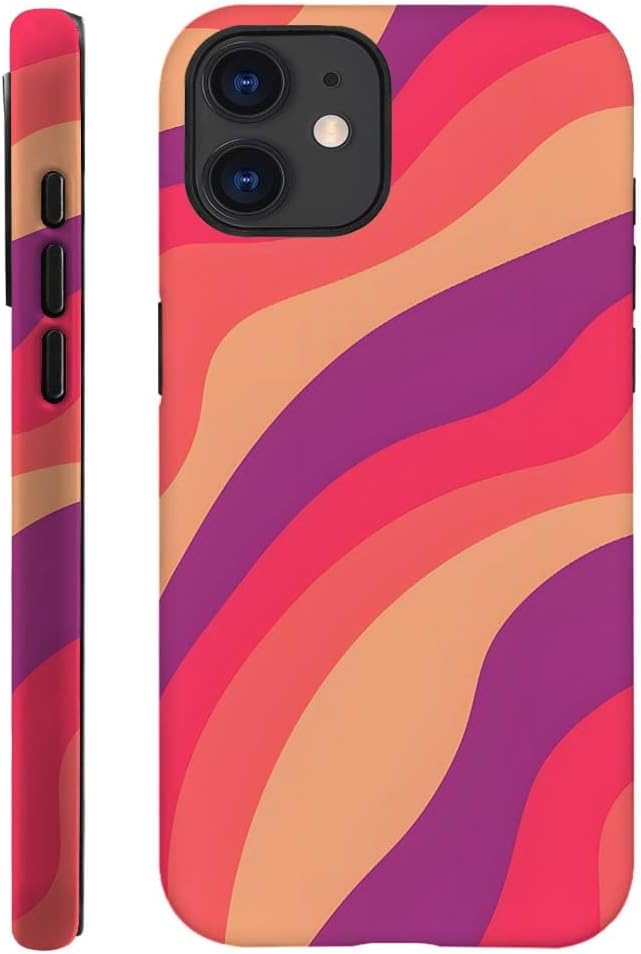 SEized Case Compatible with for iPhone 12,Pink Colorful Waves Abstract Swirls Phone Case for Girl Women Boy Men,Durable Protection Case for iPhone 12
