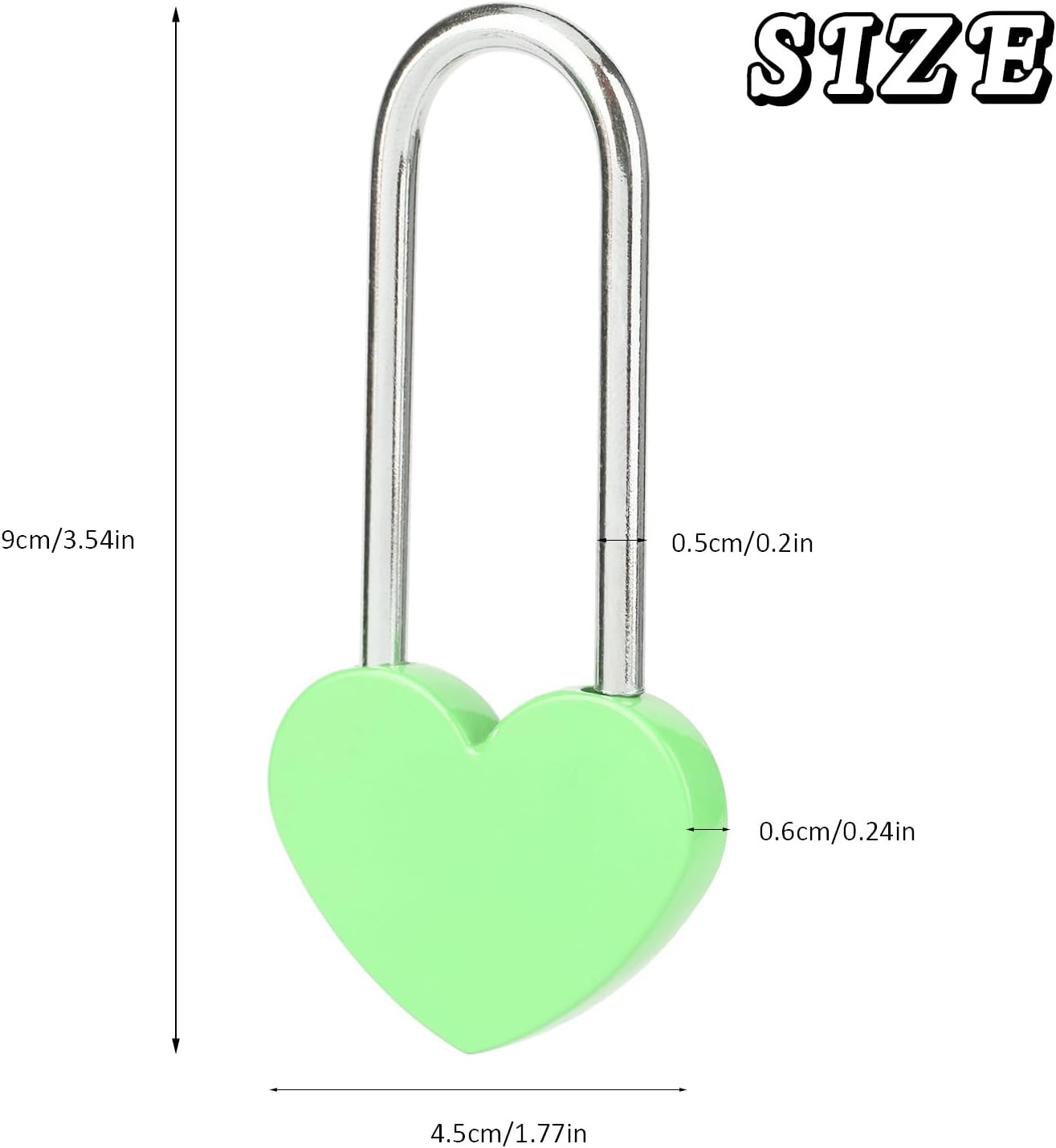 20PCS 3.5" 50mm Love Lock Heart Padlock,Green Single Heart Lock for Lovers Wedding,Valentines,Anniversary,Travel(NO Key)