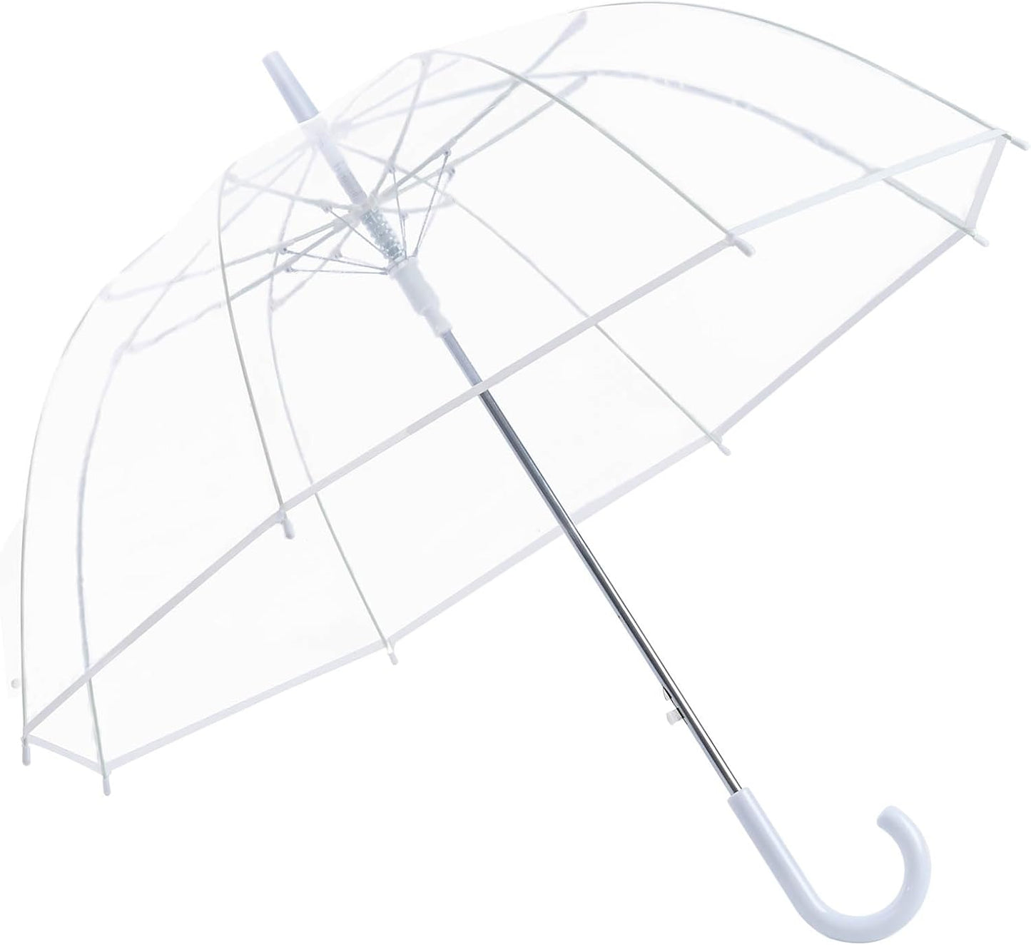 JUYO VONSAN Clear Bubble Umbrella Wedding Bulk 13 pack Fiberglass Frame Transparent Large Stick Umbrella Bulk for Rain Windproof, Auto Open J Hook