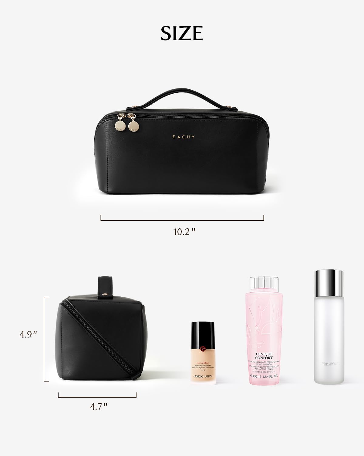 EACHY Travel Makeup Bag,Large Capacity Cosmetic Bags for Women,Waterproof Portable Pouch Open Flat
