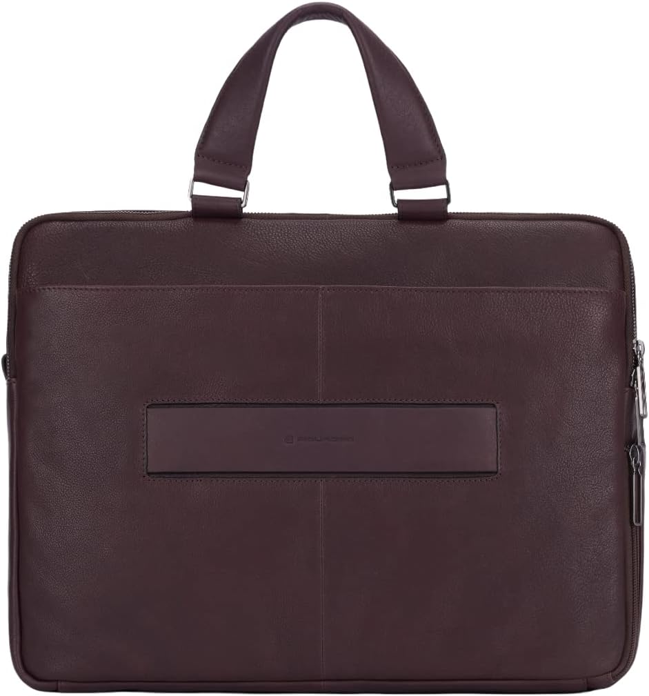 PIQUADRO Briefcase with two handles in leather and 2 compartments in leather, Black, One size