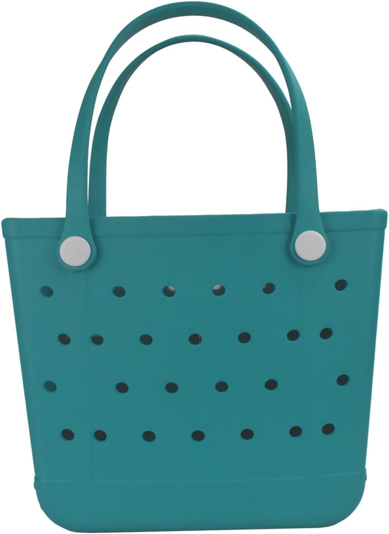 Medium Rubber Beach Bag, Waterproof Tote Bags Washable Sand-proof Travel Hand Bags for Pool Boat Work Sports