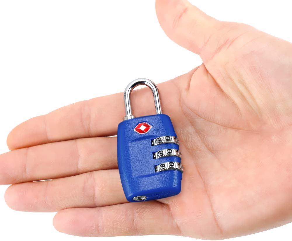 TSA Luggage Locks (4Pack) - 3 Digit Combination Padlocks - Approved Travel Lock for Suitcases & Baggage (Dark Blue)