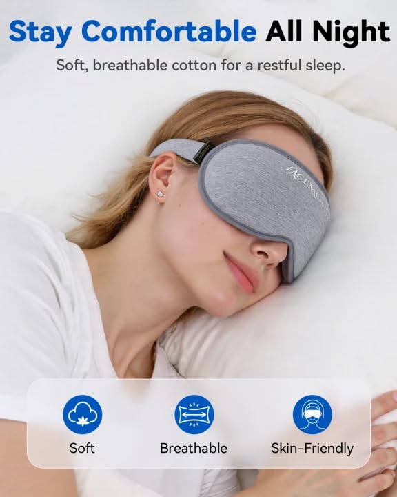 FACEMOON 3D Blackout Weighted Eye Mask for Sleep, Airplane Travel Essential