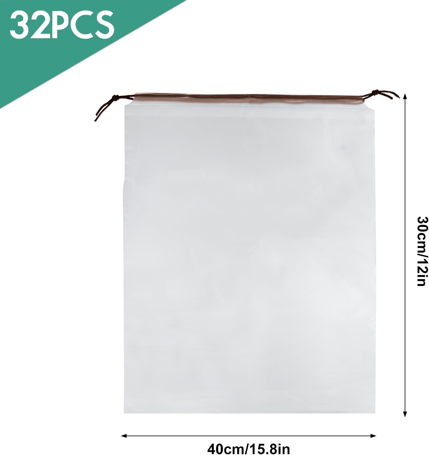32 Pcs Shoe Bags for Travel, PLULON 15.7" x 11.8" Clear Drawstring Storage Bags Shoes Organizer for Packing Waterproof Dustproof Women Men Portable Travel Essentials