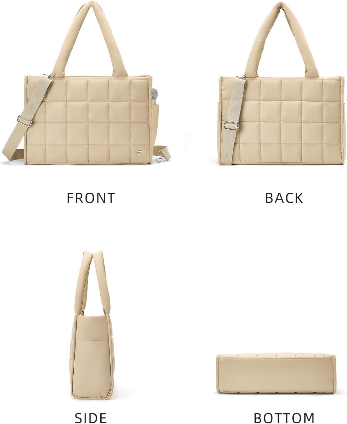 WESTBRONCO Puffer Crossbody bags for Women Puffy Quilted Tote Handbags Nylon Weekender Overnight Bag with Adjustable Strap