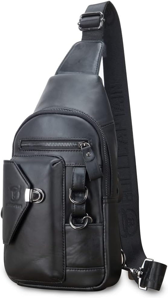 KPYWZER Vintage Leather Sling Bag Backpack for Men Crossbody Shoulder Chest Day Pack Backpacks