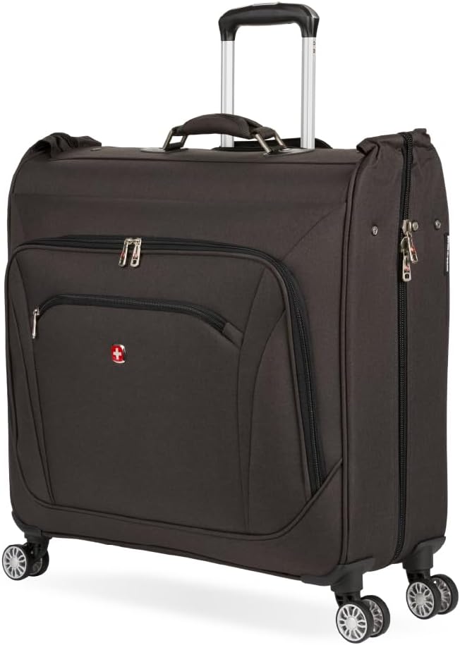 SwissGear 7895 Premium Garment Bag with Spinner Wheels, Amazon Exclusive, Bonus Hanging Feature, 24-Inch Luggage - Heather Grey