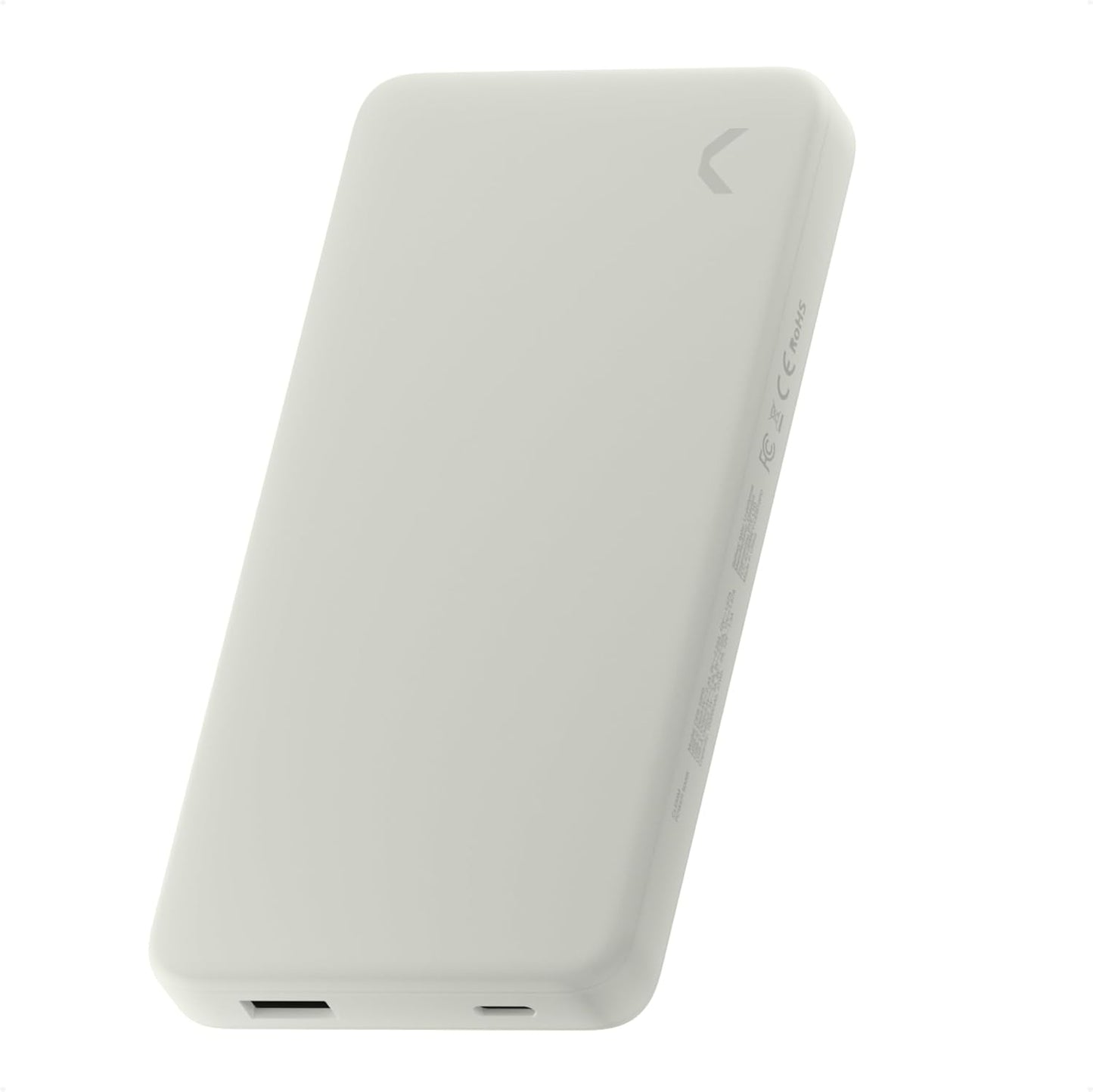 Clemm Portable Charger 10,000mAh Dual Port (USB-A, USB-C), Travel Essential, Quick Charging Power Bank for iPhone 16/15/14/13/12/11/X, Samsung Galaxy, iPad, Google Pixel, and More, Ivory