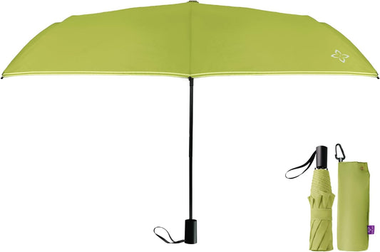Windproof Travel Mini Umbrella - Manual Open Close with No Rebound for Seniors & Kids, Small Compact and Portable for Rain, Reflective Design for Night Safety Men & Women