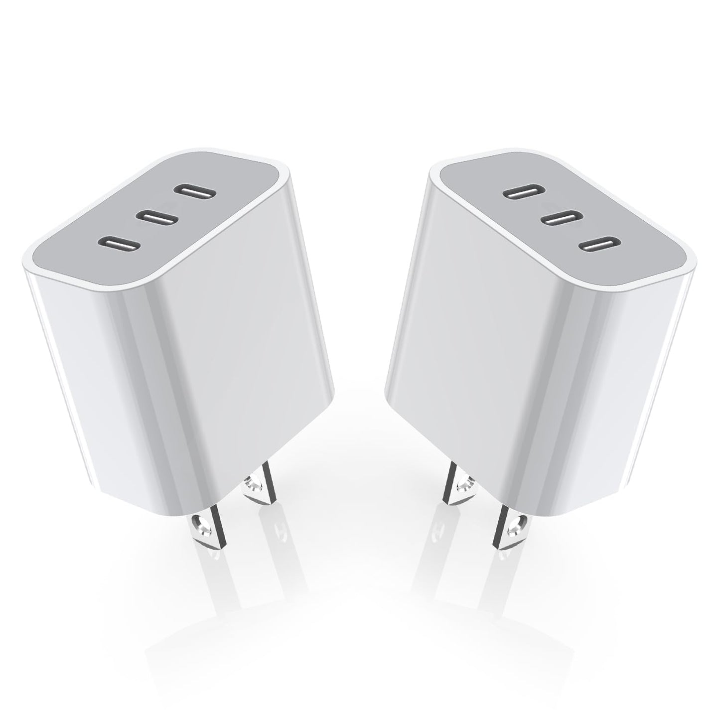 iPhone 16/17 Charger Block,USB C Charger [2 Pack] 35W 3-Port Wall Cube Fast Type C Charging Block PD Power Adapter for iPhone 17/17 Pro Max/16/16Pro/15/15Pro/14 Pro Max/13/12/11, iPad,Galaxy,Pixel 4/3