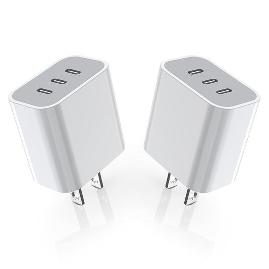 iPhone 16/17 Charger Block,USB C Charger [2 Pack] 35W 3-Port Wall Cube Fast Type C Charging Block PD Power Adapter for iPhone 17/17 Pro Max/16/16Pro/15/15Pro/14 Pro Max/13/12/11, iPad,Galaxy,Pixel 4/3