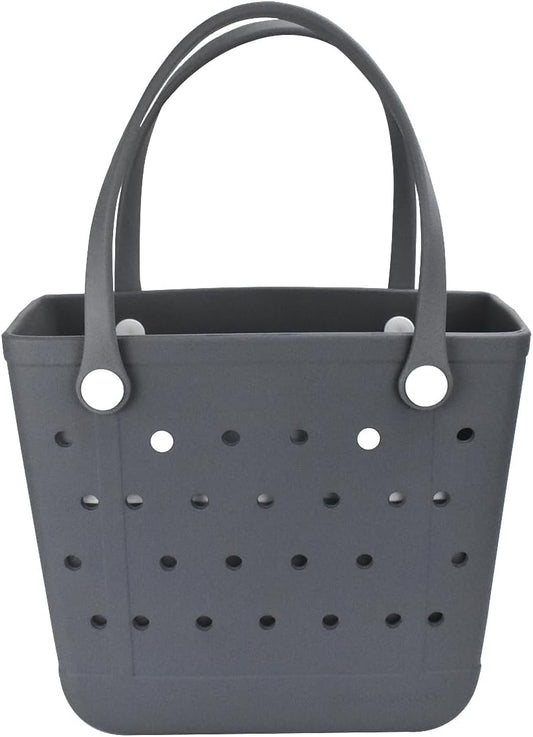 Rubber Beach Bag, Washable Moisture Resistant Durable Open Hole Tote Bag Beach Vacation Essentials