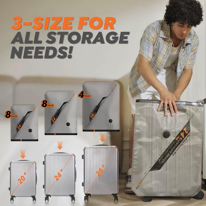 Vacbird Rechargeable Wireless Pump Travel Storage Bags Set - 20 Pack Portable Space Saver Bags for