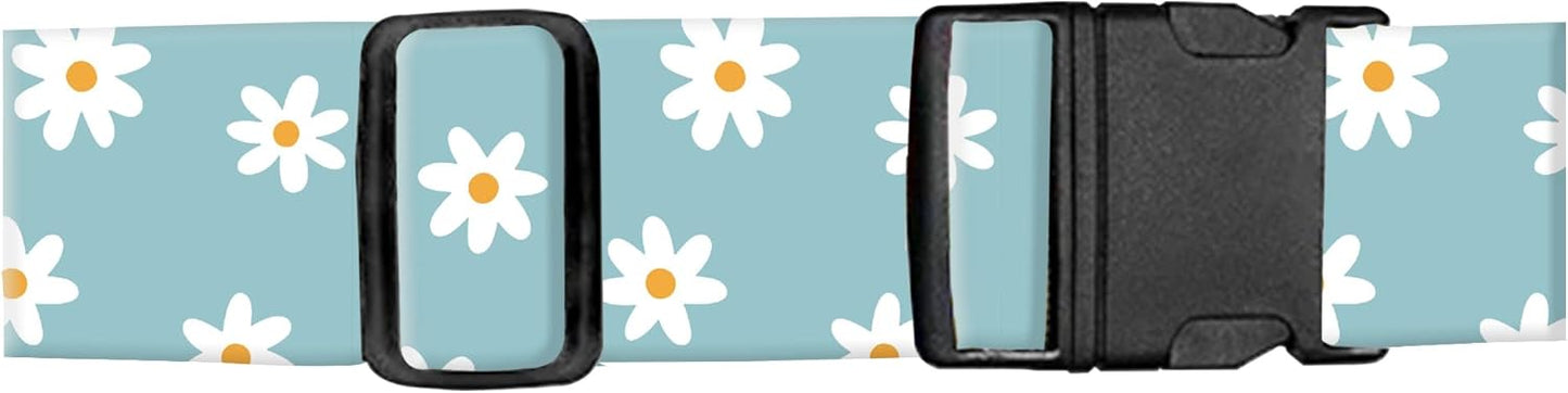 Luggage Straps for Suitcases, Adjustable Travel Belt, Durable Wide Luggage Strap, Cute Suitcase Strap Identifiers with Buckle, Bag Straps for Luggage, Cute Daisy