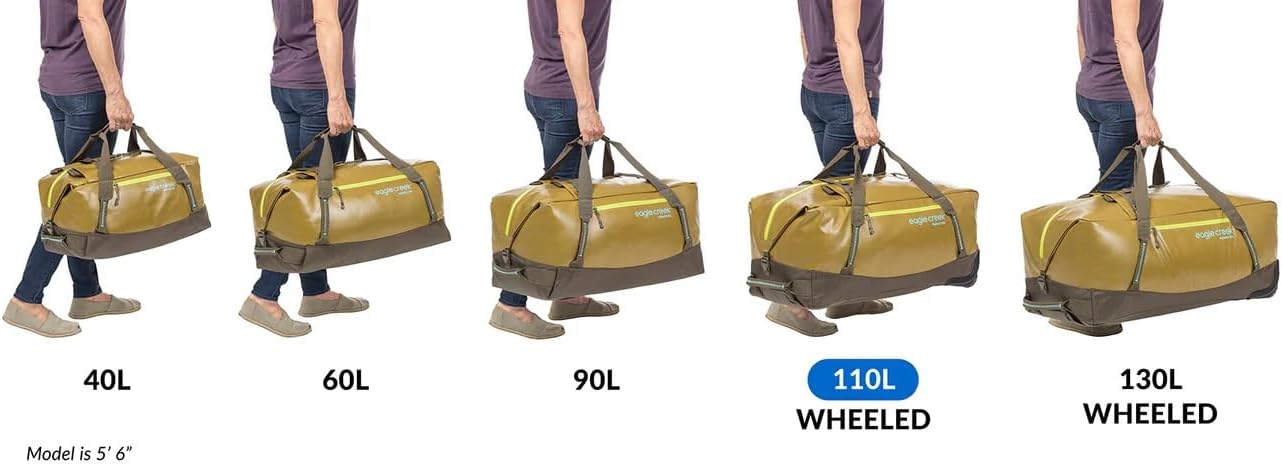 Eagle Creek Migrate 110L Wheeled Duffel Bag – Durable, Weather-Resistant Travel Duffel with Smooth Wheels - Multiple Carry Options for Easy Transport - Willow Green