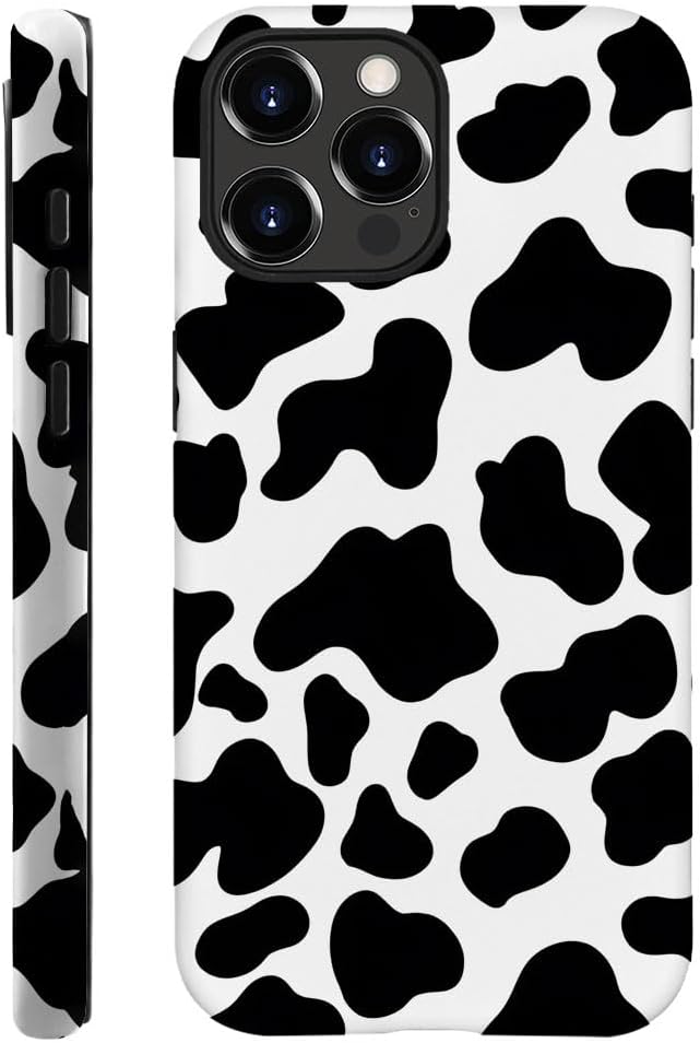 SEized Case Compatible with for iPhone 16 Pro,Black White Cow Pattern Phone Case for Girl Women Boy Men,Durable Protection Phone Case for iPhone 16 Pro