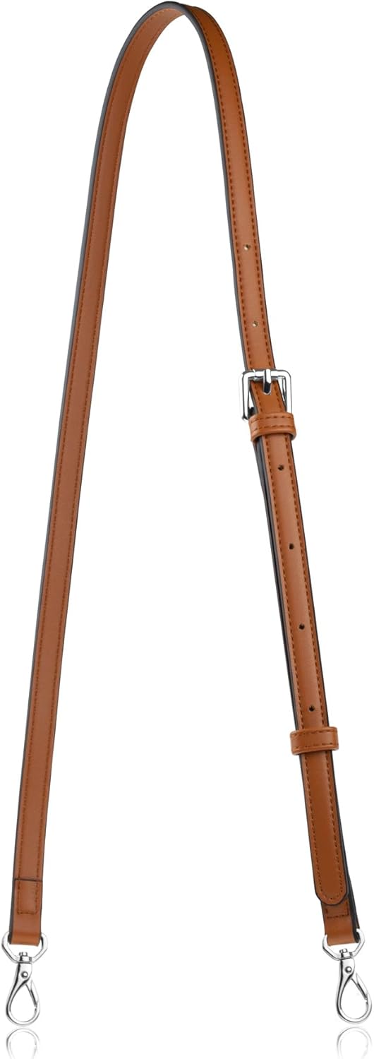 Allzedream Leather Purse Strap Replacement Crossbody Handbag Long Adjustable (Brown, Silver Hardware)