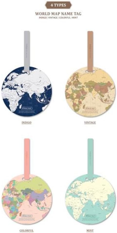 King&Pig 4pcs World Map Luggage Tags Suitcase Luggage Tags Travel Accessories Baggage Name Tags