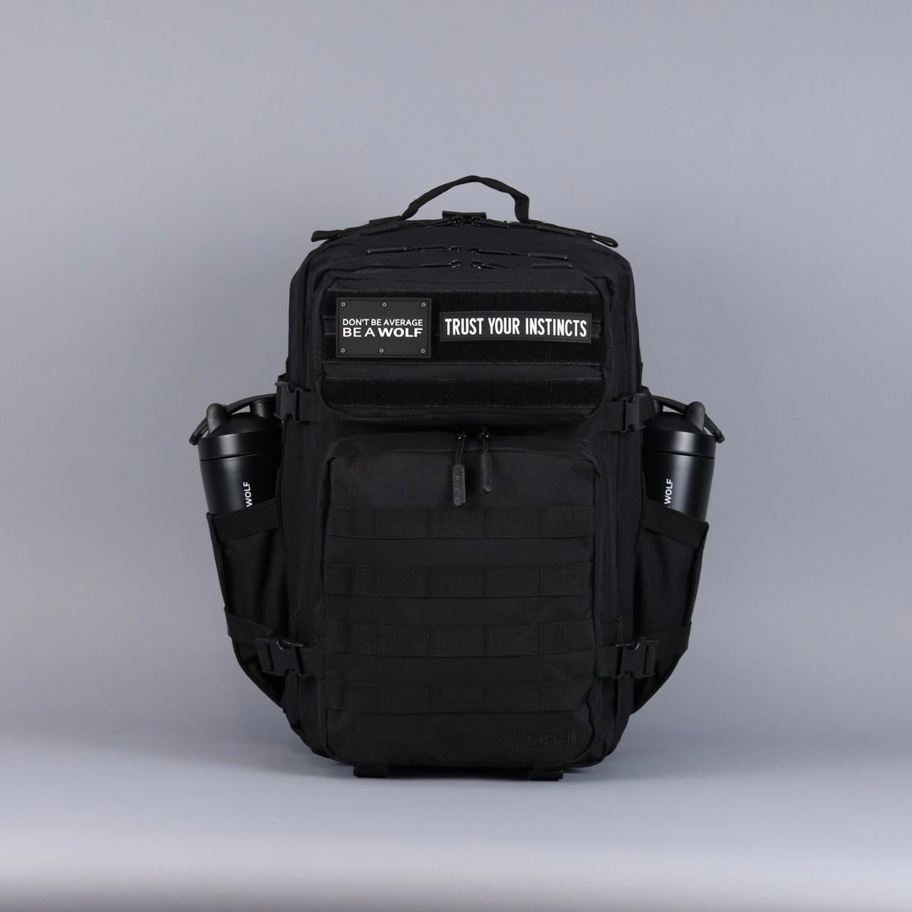 WOLFpak 45L Athletic Gym Backpack - Durable 1000D Waterproof Oxford Material with MOLLE Webbing, Laptop Pocket & Dual Cup Holders, Durable Fitness/Travel/Military Daypack (Alpha Black)