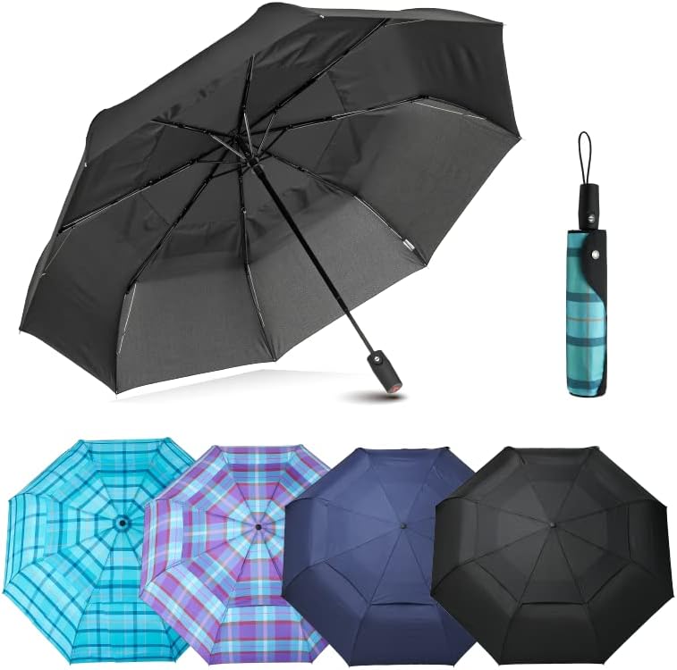 Edinburgh Large Windproof Travel Umbrella - Wind Resistant, Automatic, Strong Build to Last Steel and Fiberglass Rib, Umbrellas for Rain for Men and Women - 54 Inch Double Vented Canopy Big Enough To Fit In 2 Adults - Auto Open Close