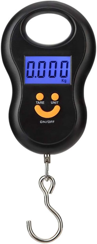 Meichoon Portable Luggage Scale/Suitcase Scale 110lb /50kg Backlit LCD Display with Fishing Hanging Hook for Home Travel Outdoor C41 Black