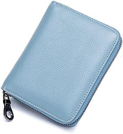 Genuine Leather Wallet Credit Card Holder RFID Blocking Travel Passport Organizer for Men and Women (Blue)