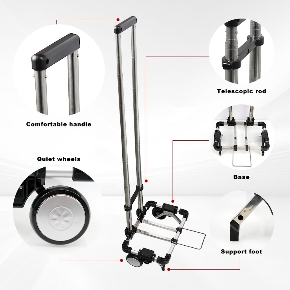 CNQLIS Folding Hand Truck,Portable Carrying Cart, Compact, Mini Lightweight for Travel/Auto/Moving/Office Use,12in.Hx9in.W Fits Most Backpacks- 55lbs Lightweight Hand Truck
