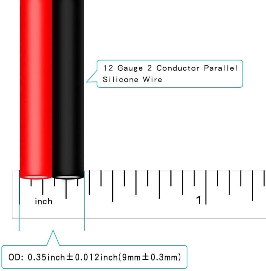 BNTECHGO 12 Gauge Flexible 2 Conductor Parallel Silicone Wire Spool Red Black High Resistant 200 deg C 600V for Single Color LED Strip Extension Cable Cord,Model 250ft Stranded Tinned Copper Wire