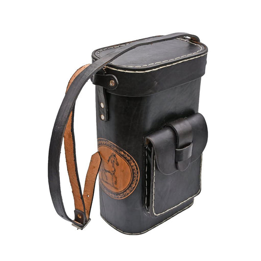 Generic - Black Leather Yerba Mate Carry Duffel Bag (14.4" x 8.8" x 8.8")