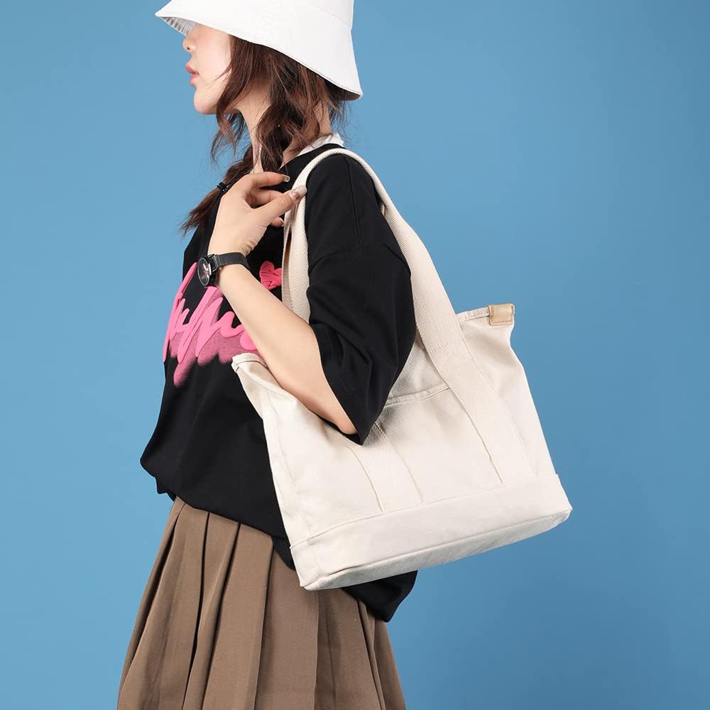 zhongningyifeng Canvas Women Tote Bag Casual Top Handle Satchel Large Capacity Handbags Shopping Bag for Work Travel