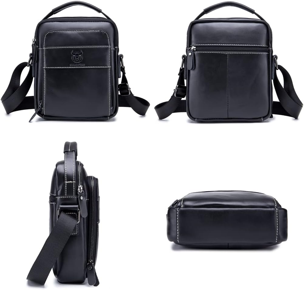 KPYWZER Genuine Leather Shoulder Bag Small Men Messenger Pack Handbag Sling Crossbody Bag Man Purse
