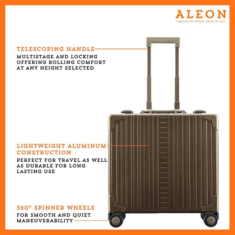 Aleon All Aluminum Lightweight 17" Rolling Laptop Catalog Case, Vertical Opening with TSA Locks & Aircraft-Grade Aluminum Frame
