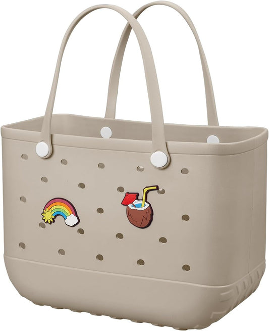 Beach Bag Rubber Tote Bag - Waterproof Travel Bag for Women Washable Tote Bag Handbag for Sports Beach Market Pool