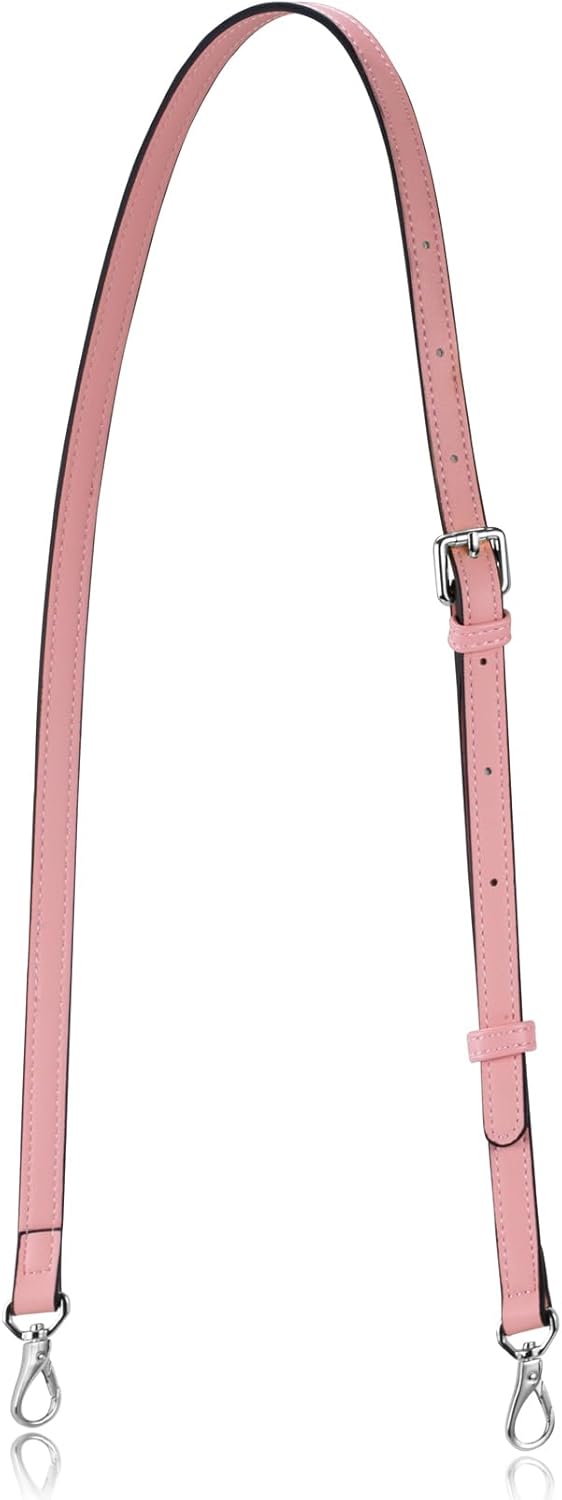 Allzedream Leather Purse Strap Replacement Crossbody Handbag Long Adjustable (Pink, Silver Hardware)