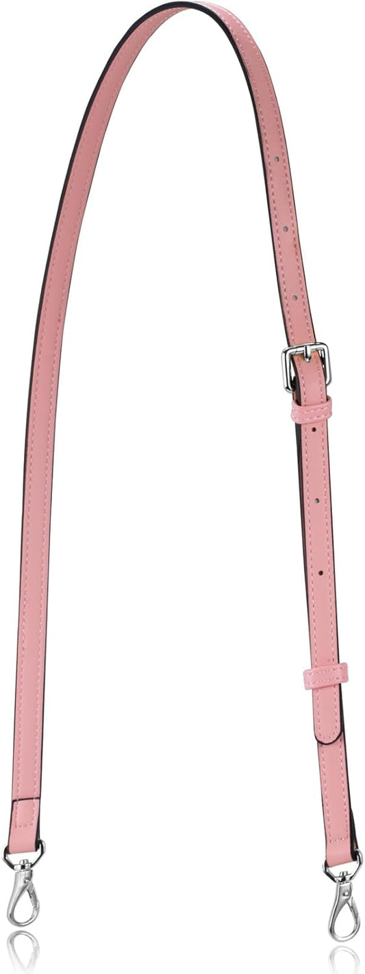 Allzedream Leather Purse Strap Replacement Crossbody Handbag Long Adjustable (Pink, Silver Hardware)