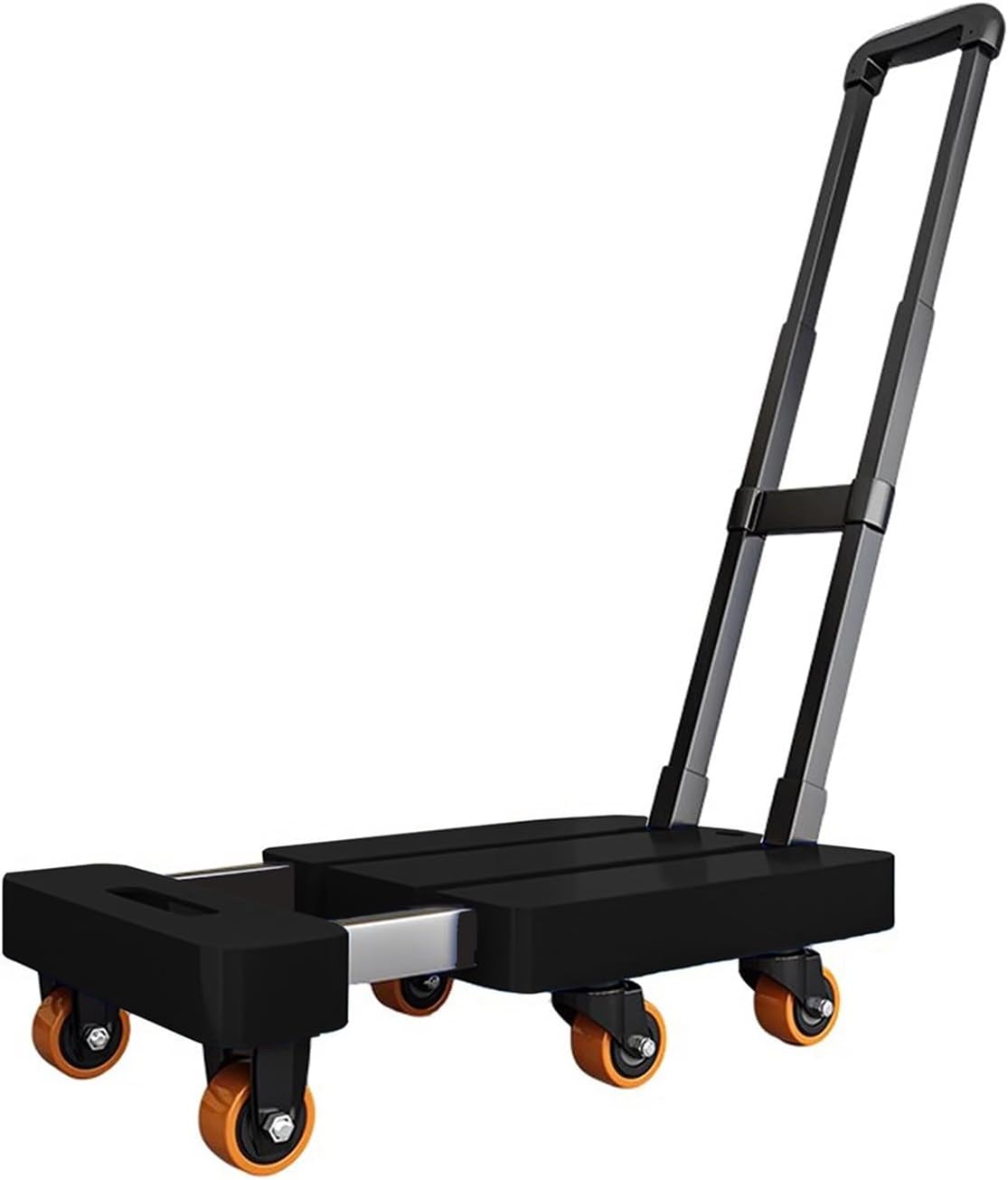 Folding Rolling Kitchen cart, Heavy Duty Luggage Rollin Cart, Metal Utility Cart, for Luggage, Travel, Moving, Shopping(Black)