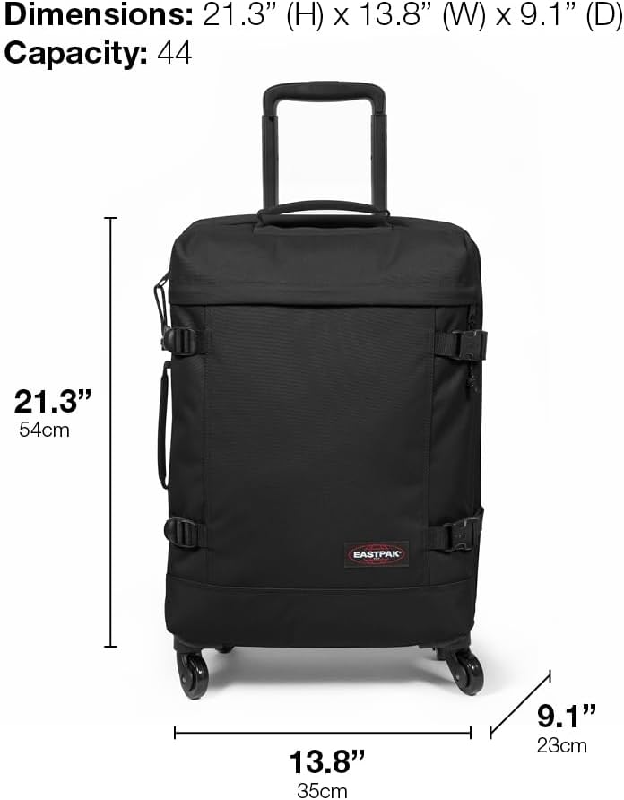 EASTPAK Trans4 S – 44L Large Wheeled Luggage with Dual Compartments, TSA Lock, 360° Spinner Wheels, and Diamond-Embossed Handle, Ultra Marine