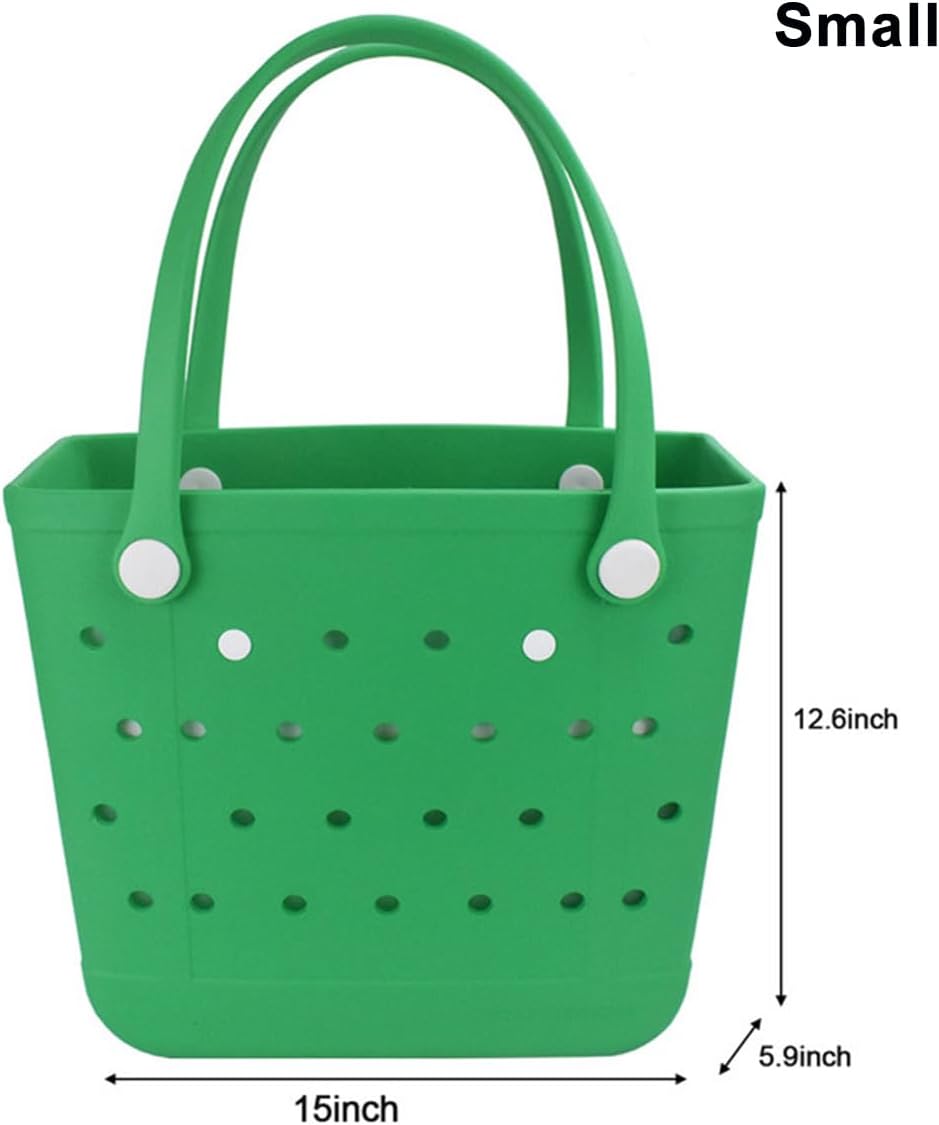 Medium Rubber Beach Bag, Waterproof Tote Bags Washable Sand-proof Travel Hand Bags for Pool Boat Work Sports