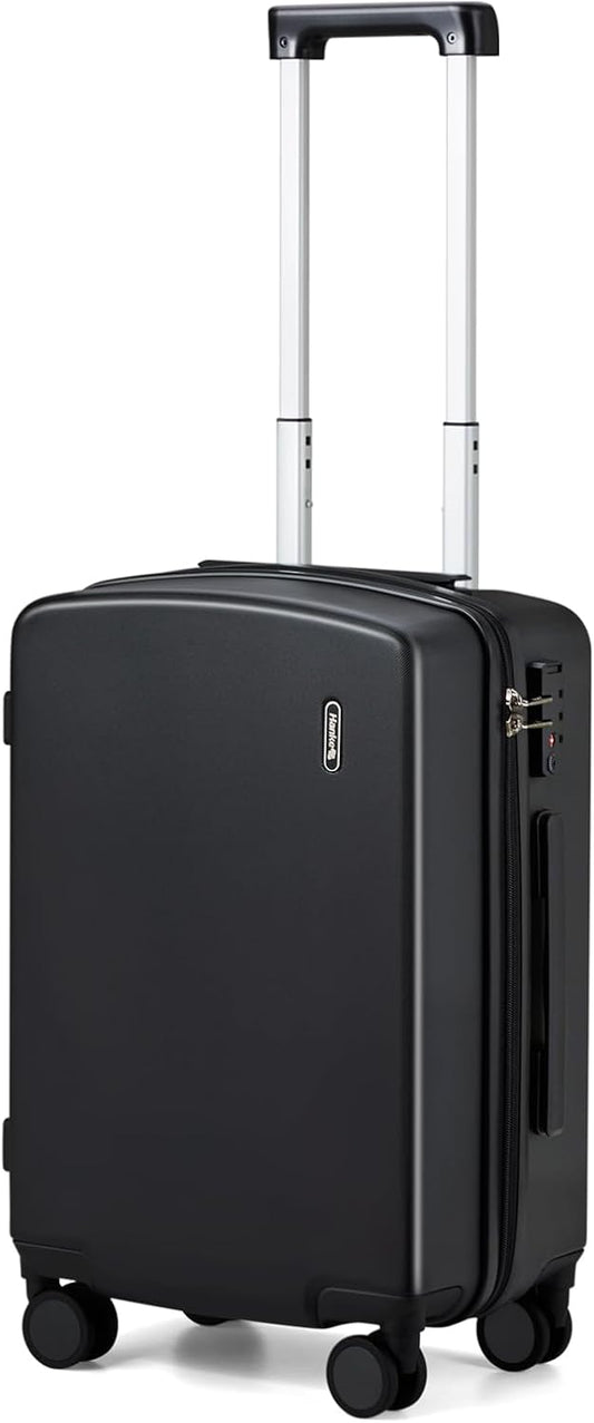 Hanke Hardside Carry-On Luggage 22x14x9 Airline Approved, 20 Inch Hard Shell Suitcases with Spinner Wheels, PC Hardshell Small Rolling Suitcase for Women Men with Tsa Lock(Jet Black)