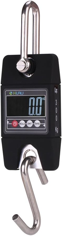 Klau Digital Fish Scale High Precision Sensor 300 kg / 600 lb Industrial Crane Scale Hanging Scales Black for Home Farm Hunting
